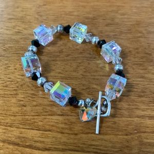 Swarovski crystal bracelet with heart toggle.